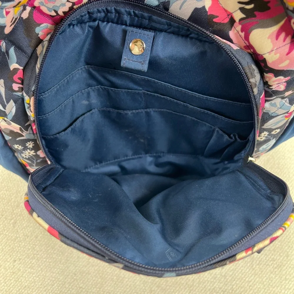 Vera Bradley Quilted Lighten Up Backpack Indiana Blossoms Navy Floral Laptop Ret